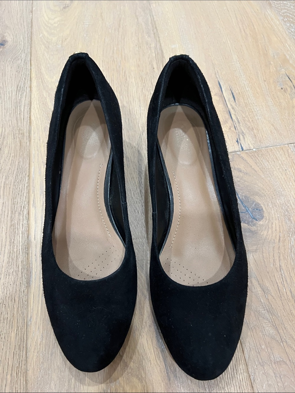Clarks Black Suede Slip-On wedges